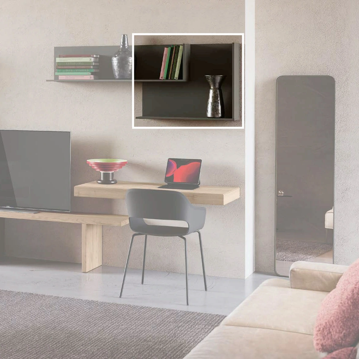 boiserie con mensole