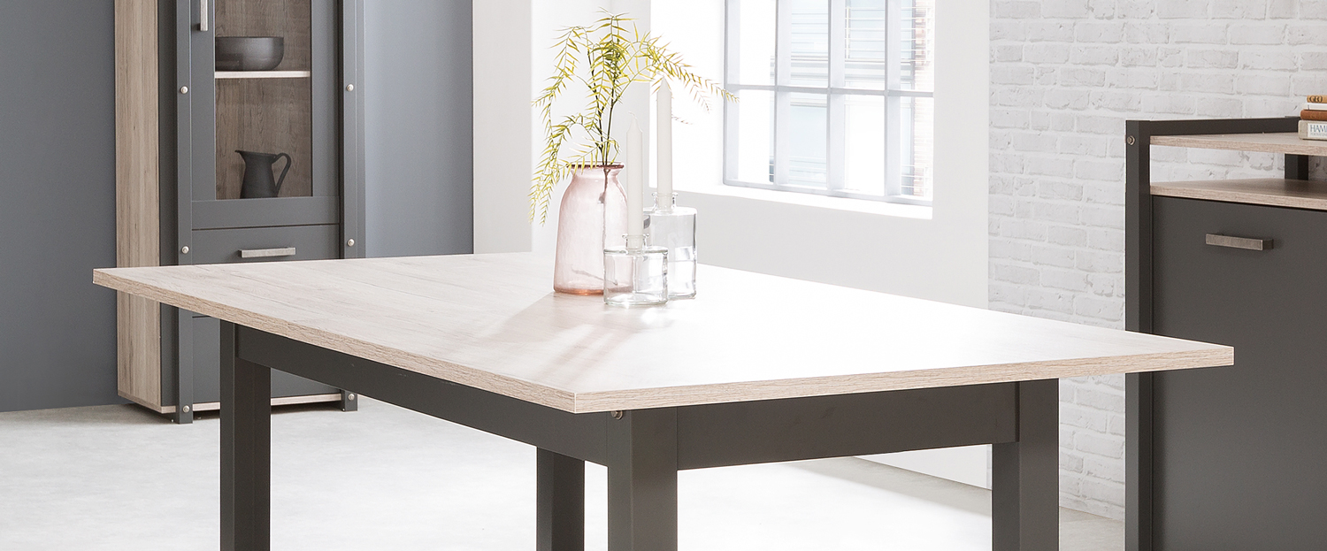 Tavolo industrial allungabile L.200 in finitura Quercia