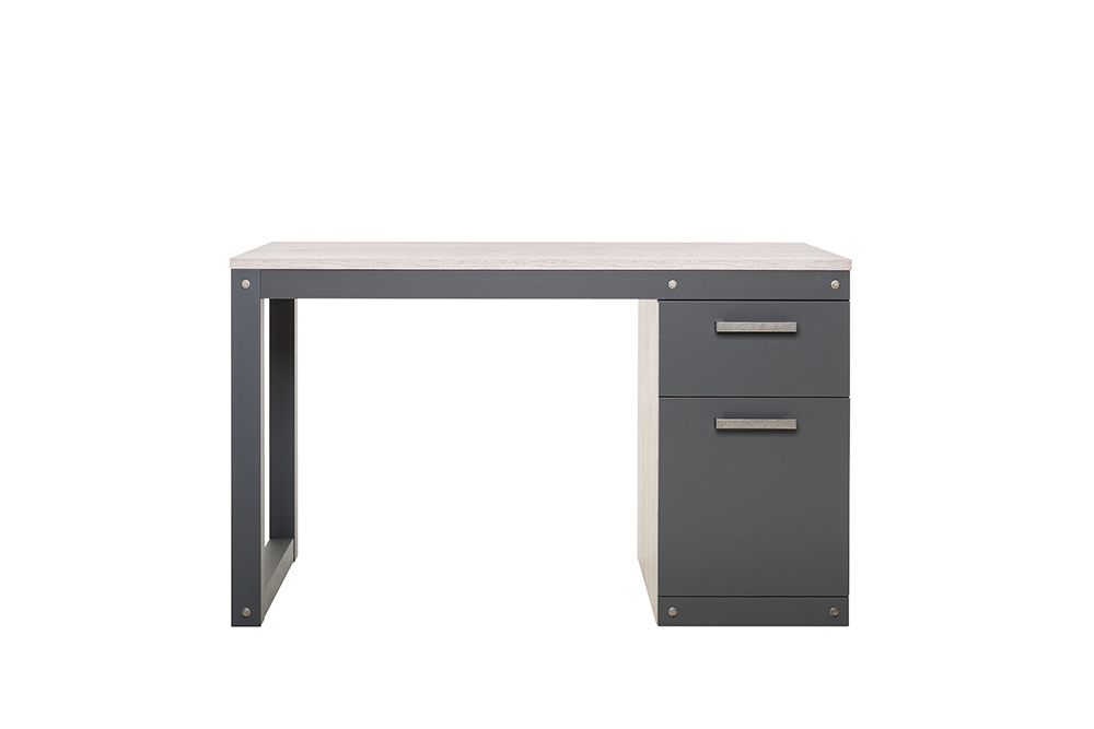 Scrivania industrial da ufficio con 1 cassetto e 1 anta in finitura Antracite e Quercia