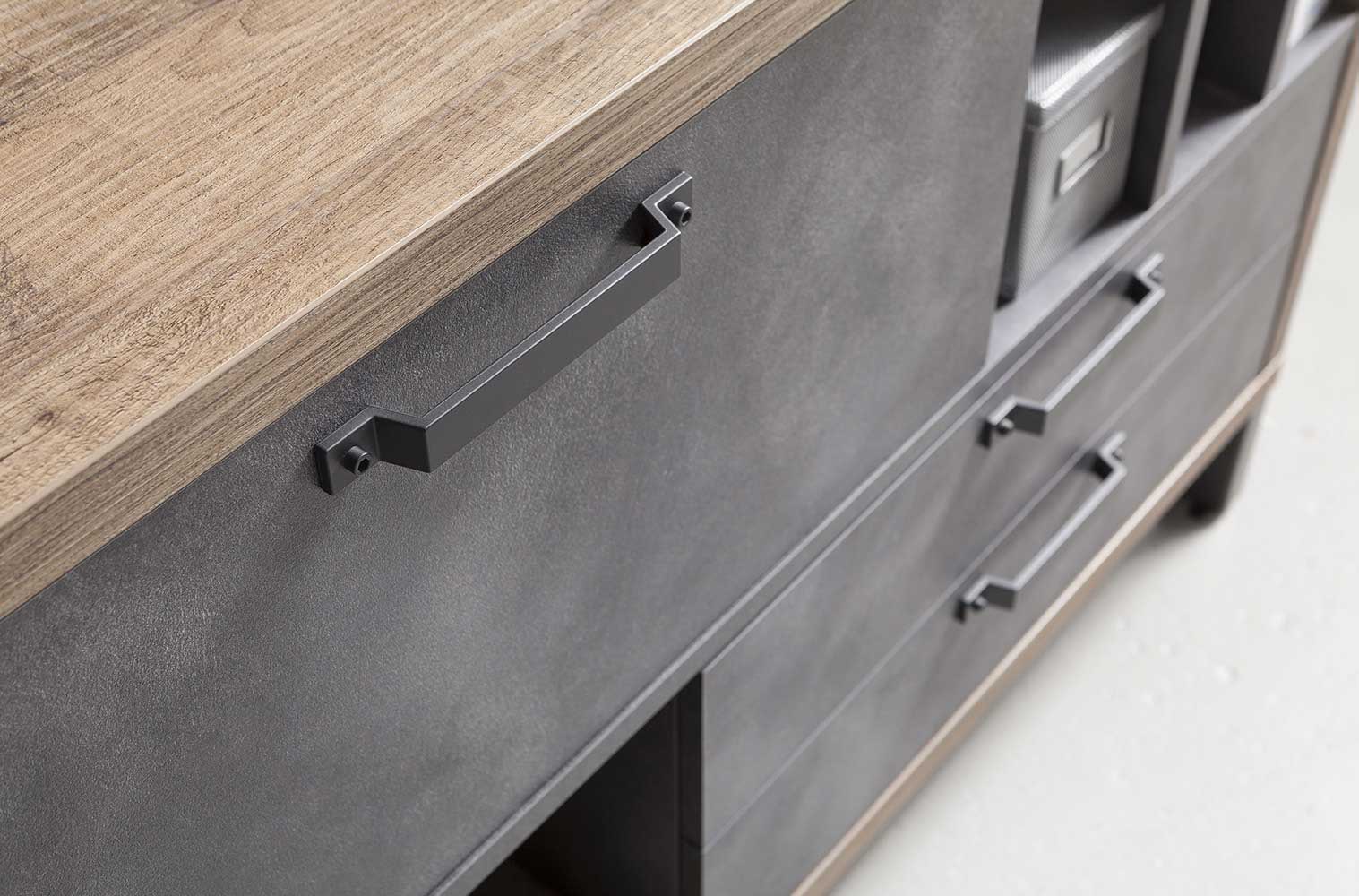 Madia Industry per ufficio in finitura Rovere e Grigio smoke