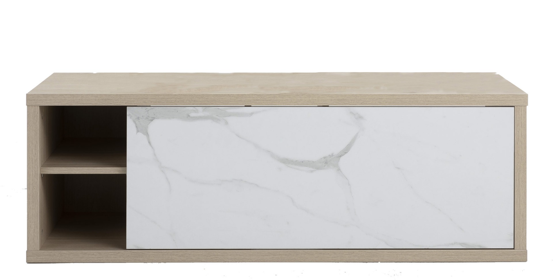 Mobile per il bagno, sottolavello con cassetto in finitura Rovere e Marmo bianco