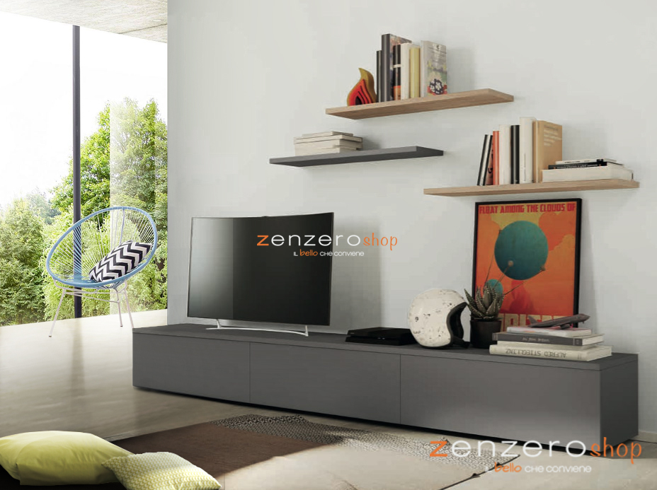 Porta Tv moderno in finitura Grigio titanio