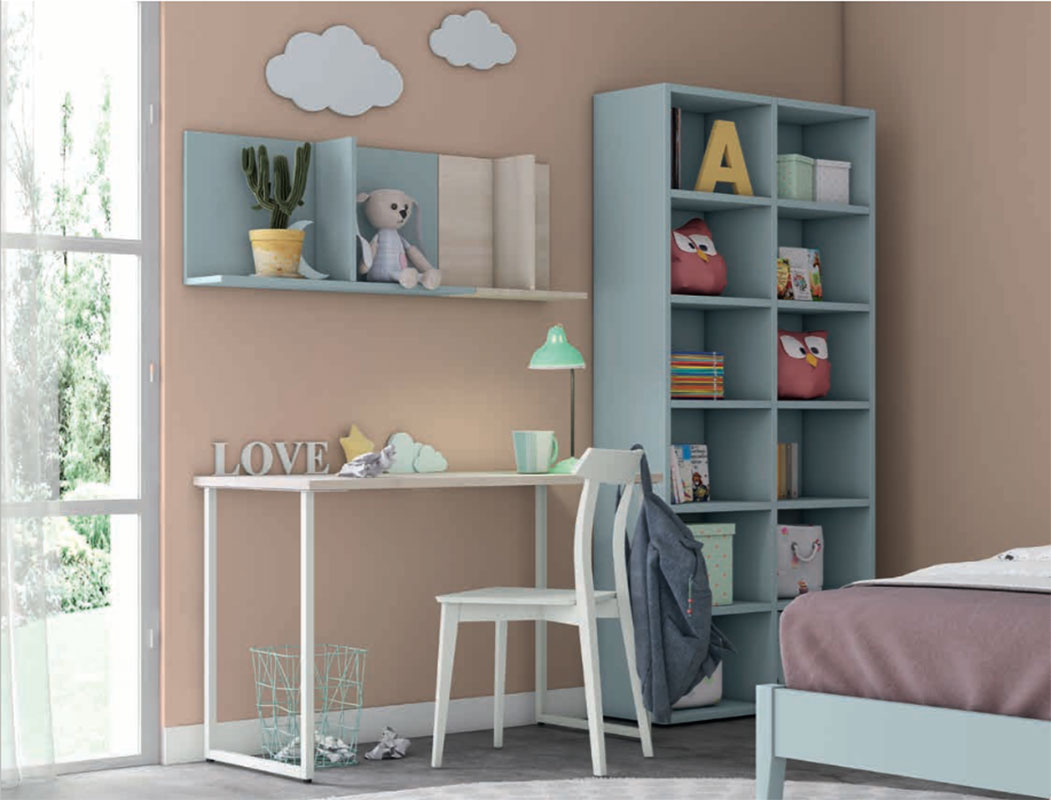 Cameretta moderna per ragazzi in finitura Cadaques e Noce brina