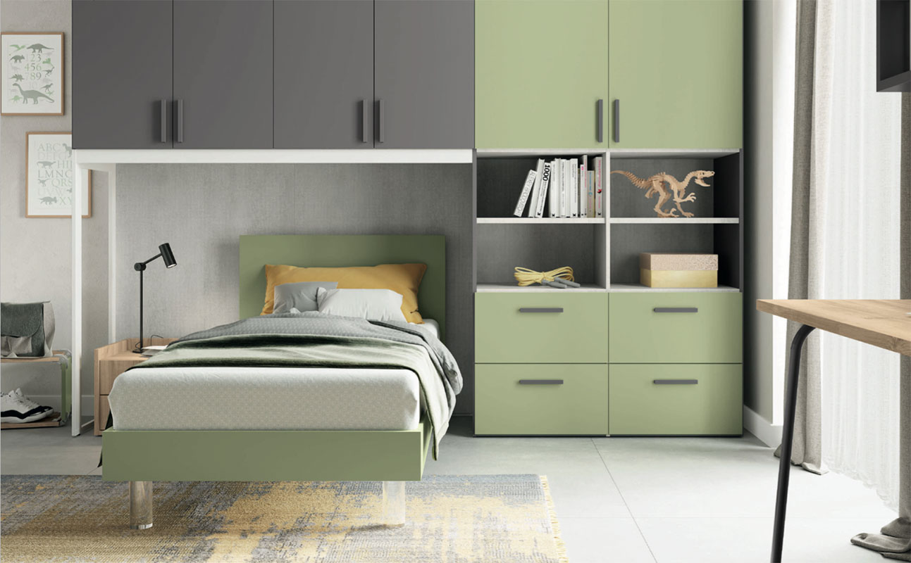 Armadio a ponte con 6 ante battenti in finitura Blu Egeo