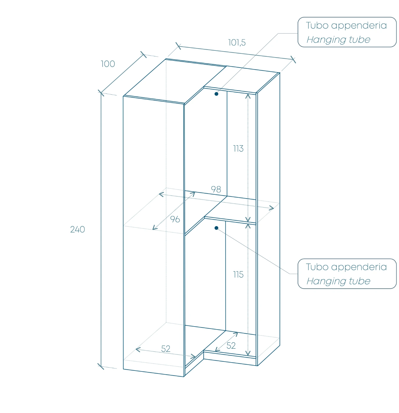 cabina attrezzata angolare bronzo