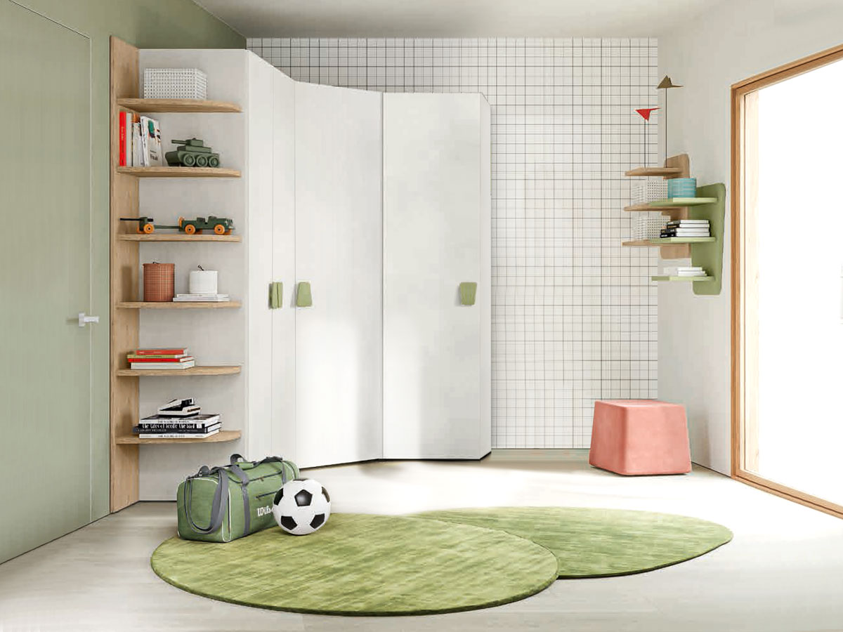 Armadio con cabina, finitura Cemento artico e Oliva