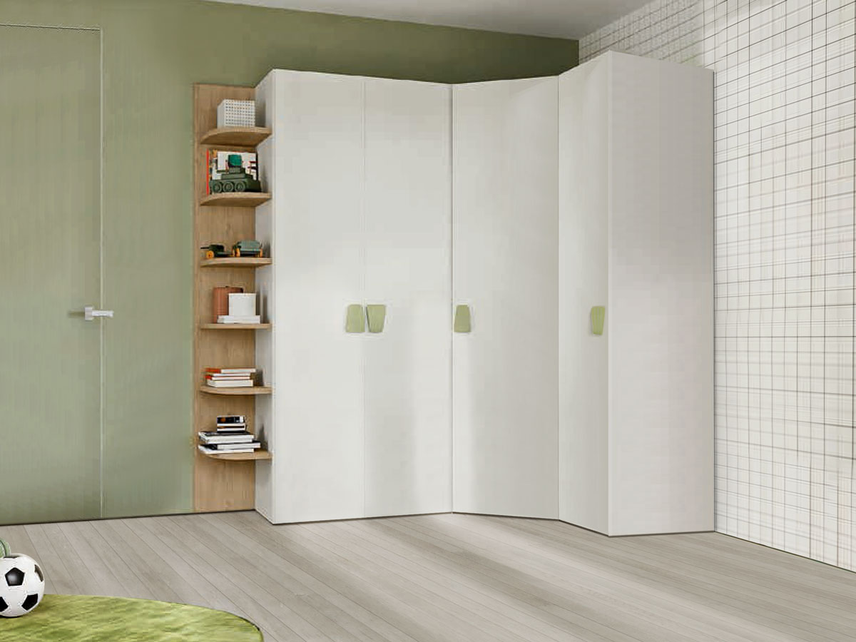 Armadio con cabina, finitura Cemento artico e Oliva