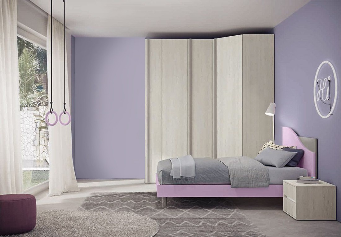 Cabina armadio per camerette, finitura Rovere gesso