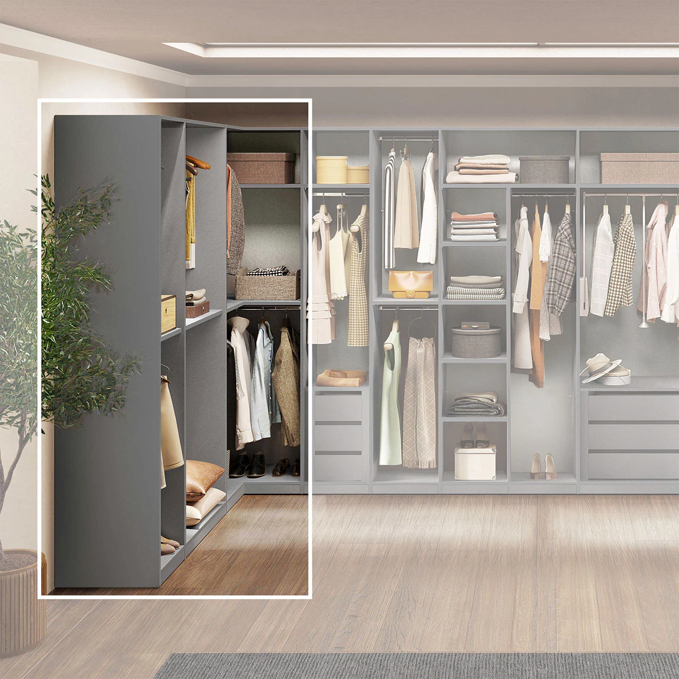 cabina armadio grigia