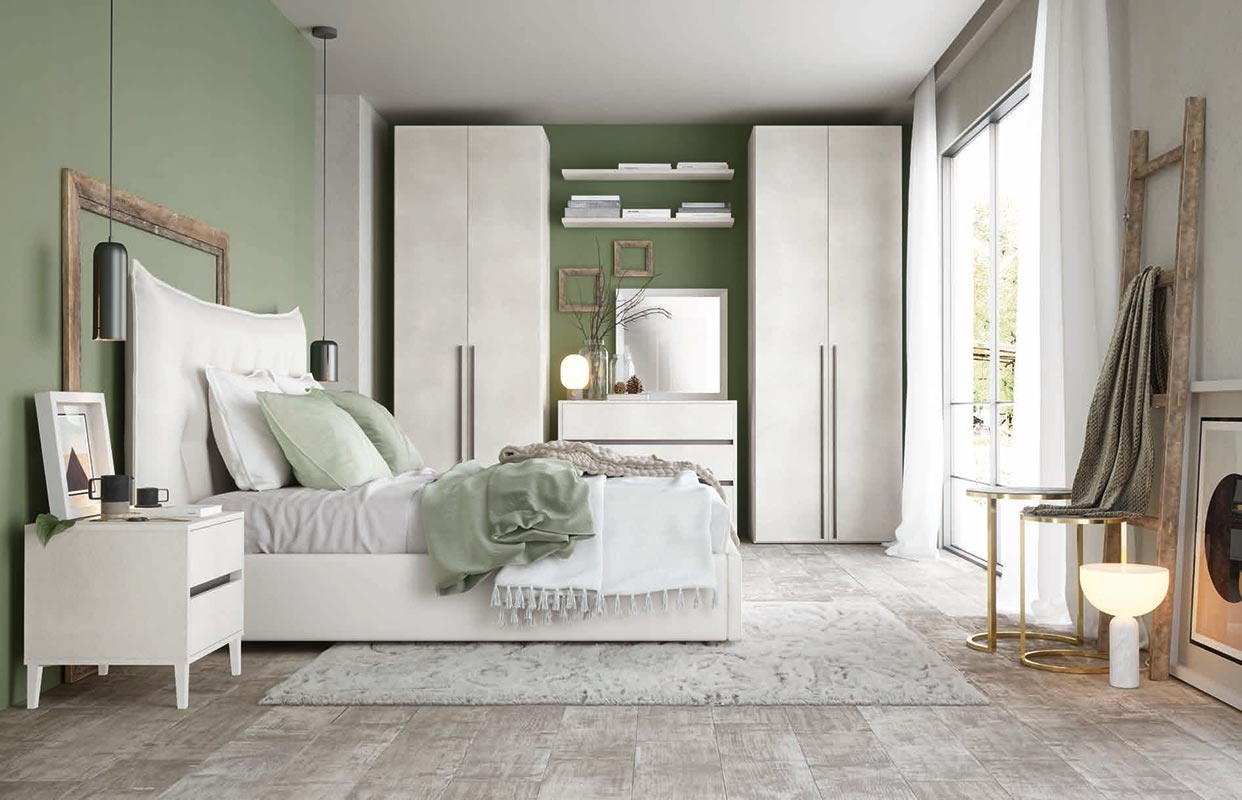 Armadio moderno con 2 ante battenti in finitura Cemento artico