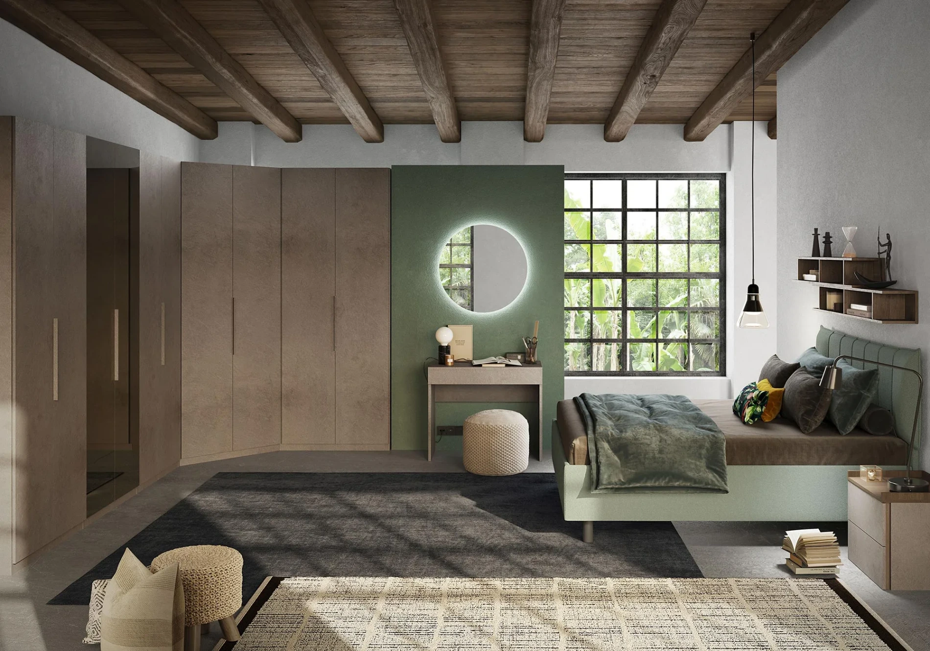 camera bronzo e verde