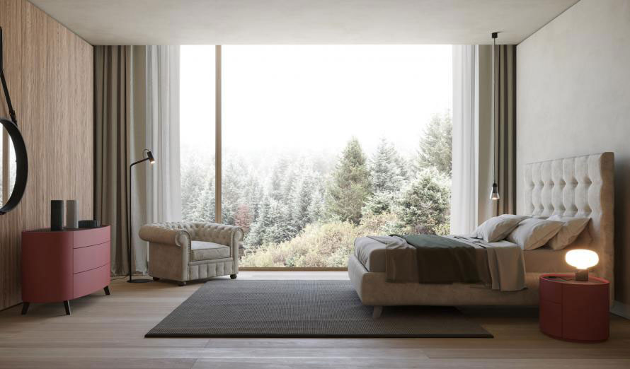 Comò moderno finitura nobilitato Teak e laccato opaco Porpora 