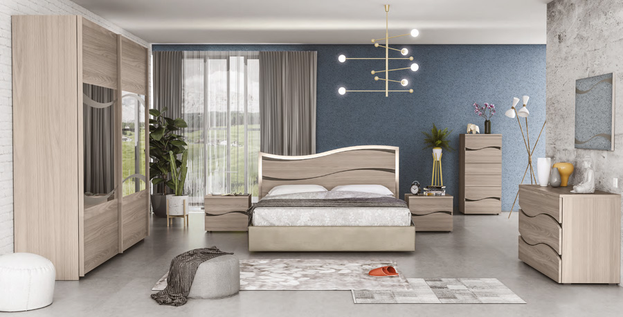 Settimino moderno con 6 cassetti, Olmo Perla, Made in Italy