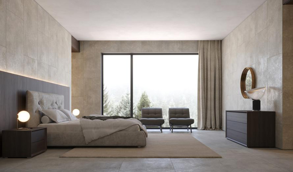 Comodini con apertura push-pull, finitura Nobilitato Teak