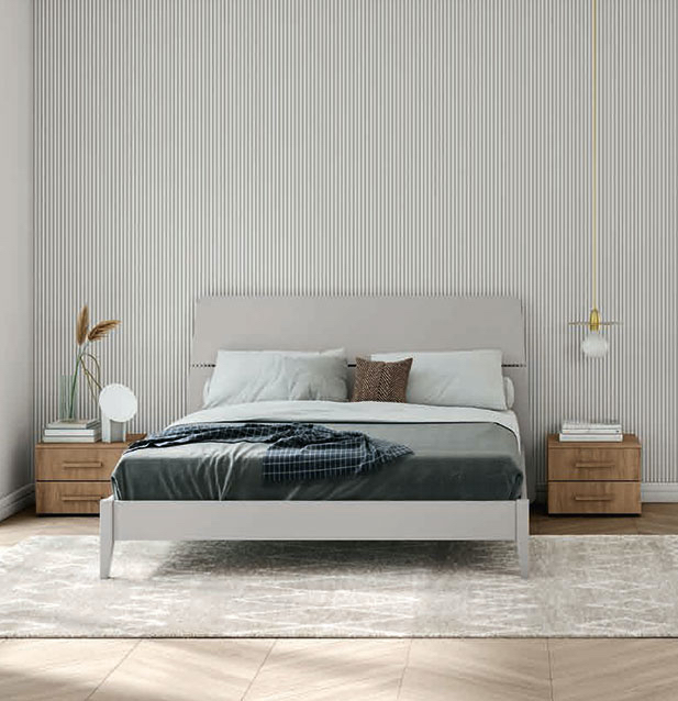 Letto matrimoniale Grigio dorian con testata curva 