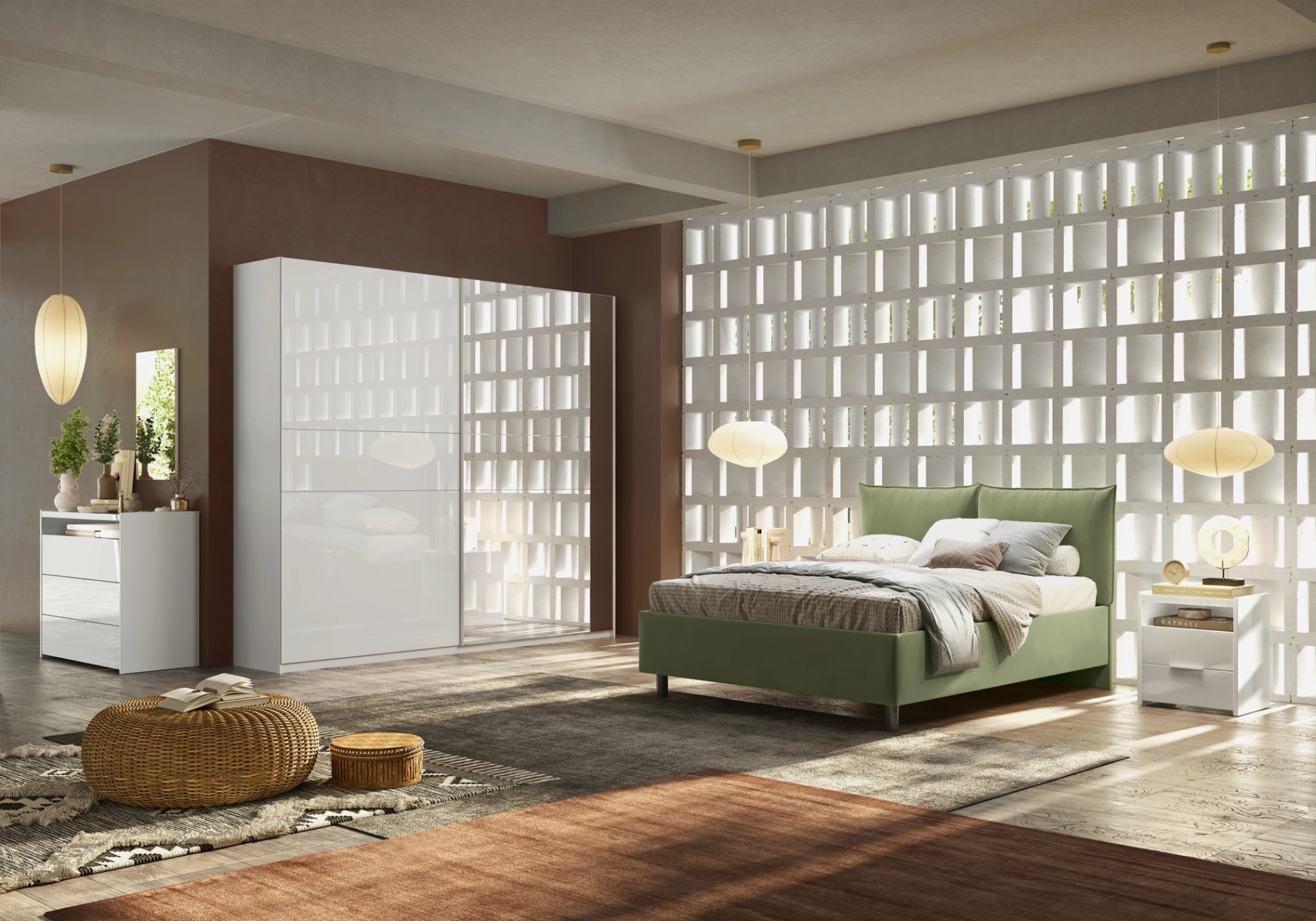 camera bianca e verde