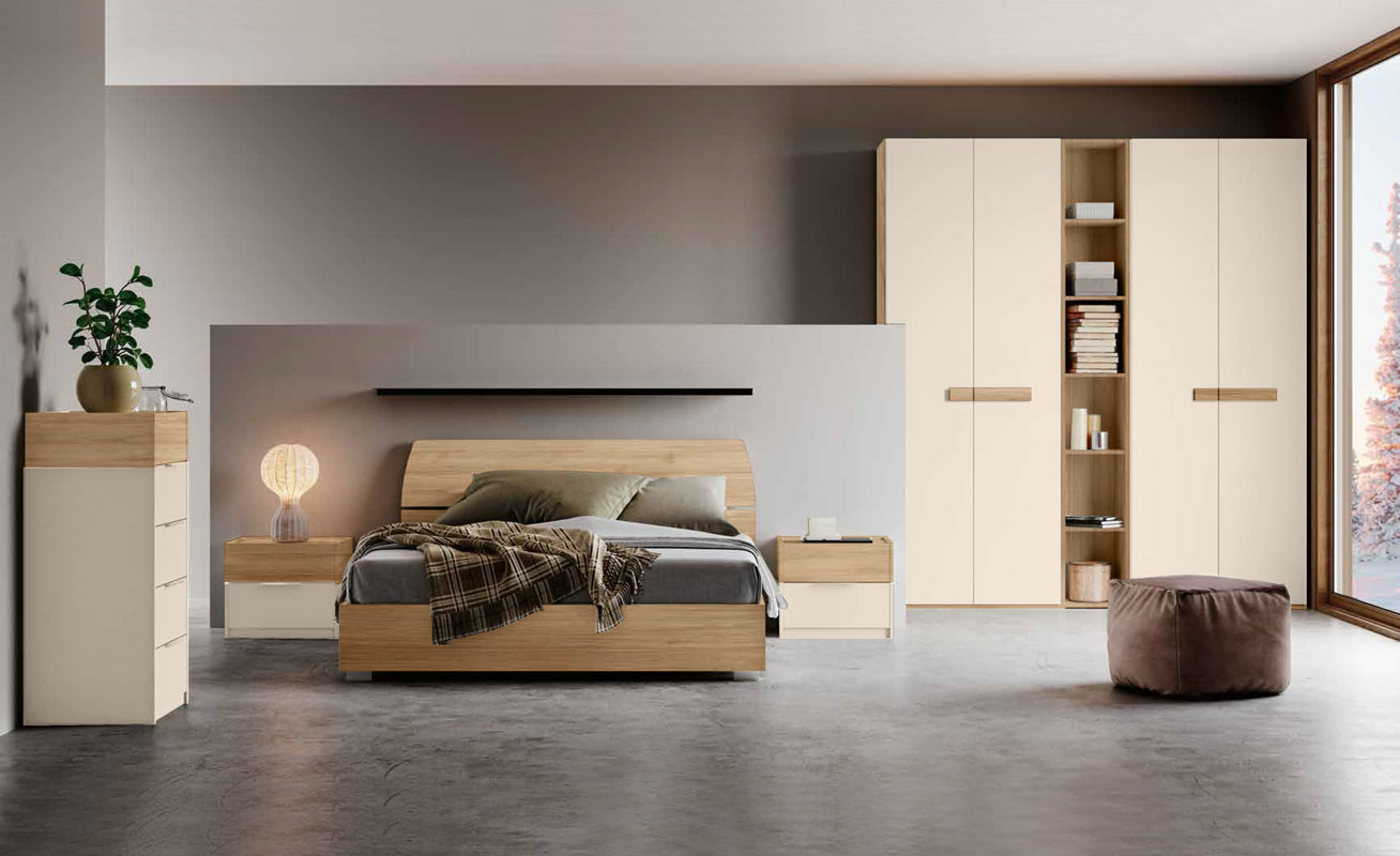 Camera matrimoniale completa Orzo e Noce biondo