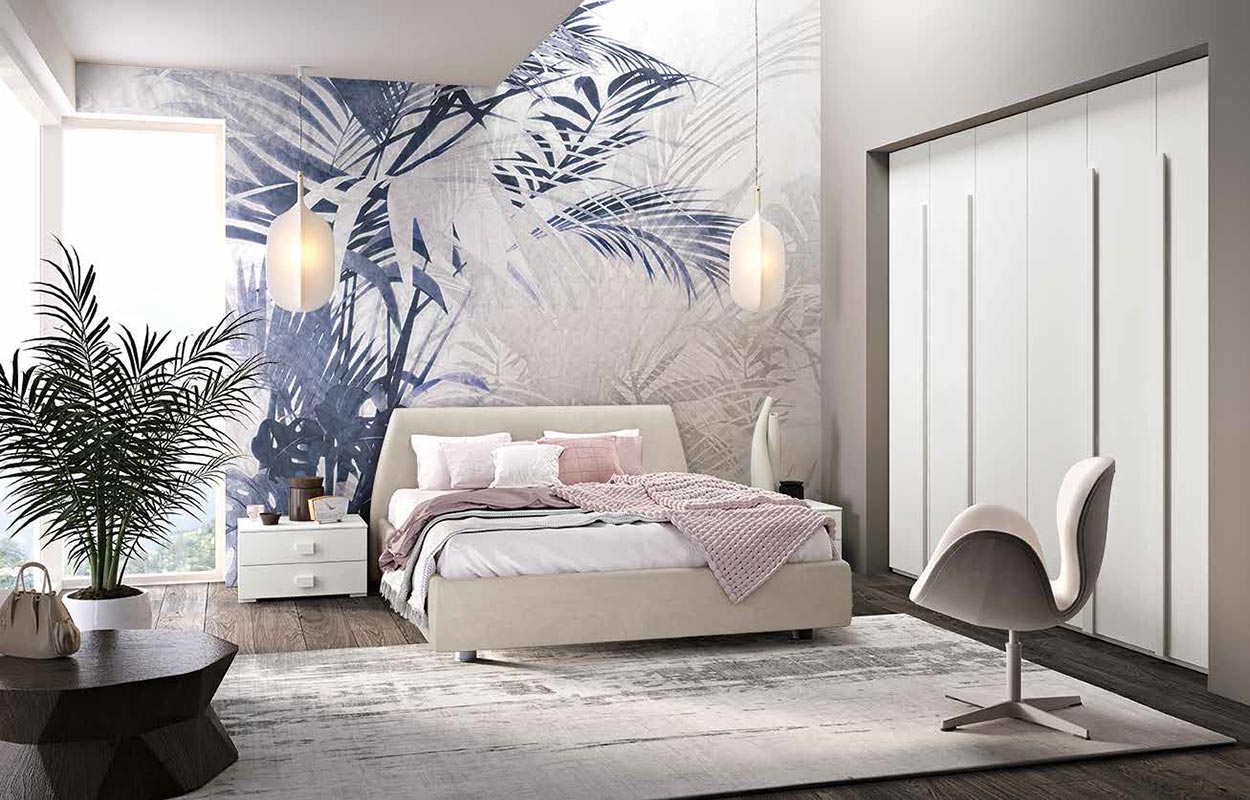 Armadio con ante a soffietto, finitura Bianco frassino