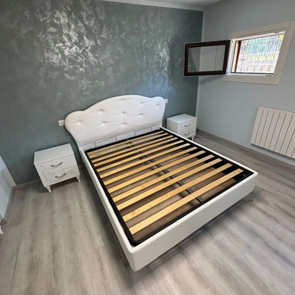 Camera da letto serigrafata con specchi, in finitura Bianco 