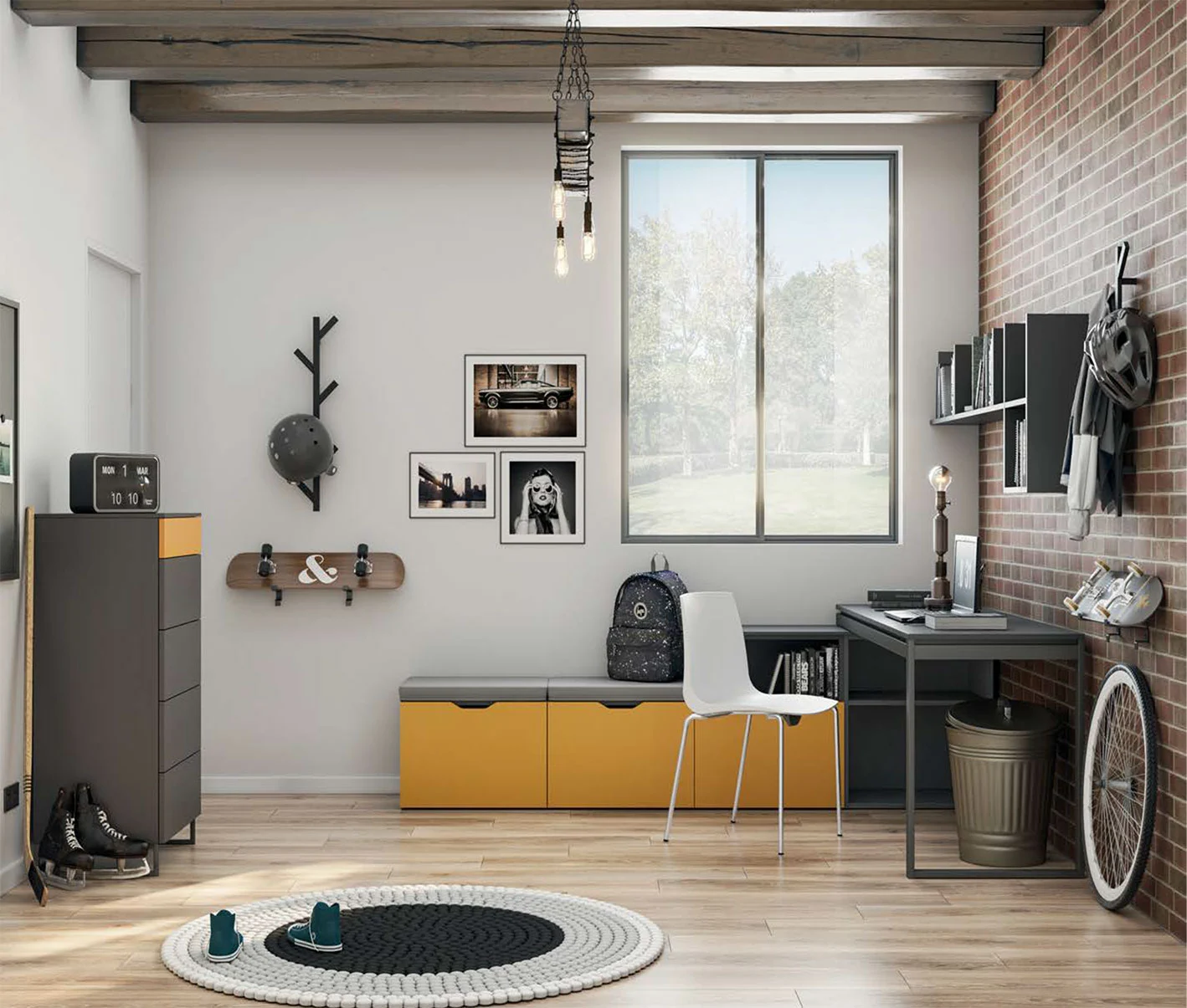 cameretta gialla con letto castello