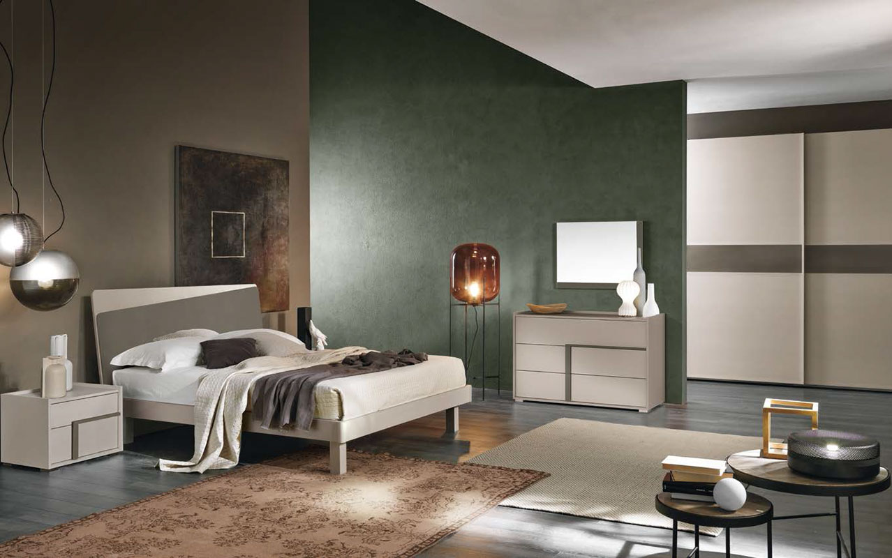 Camera completa in offerta con armadio, letto comò e comodini in Cachemire e Grigio londra