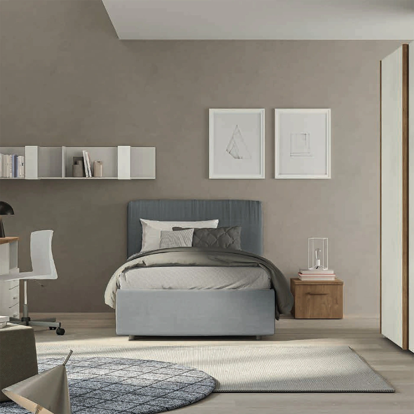 Letto imbottito Grigio titanio, 1 piazza e mezza