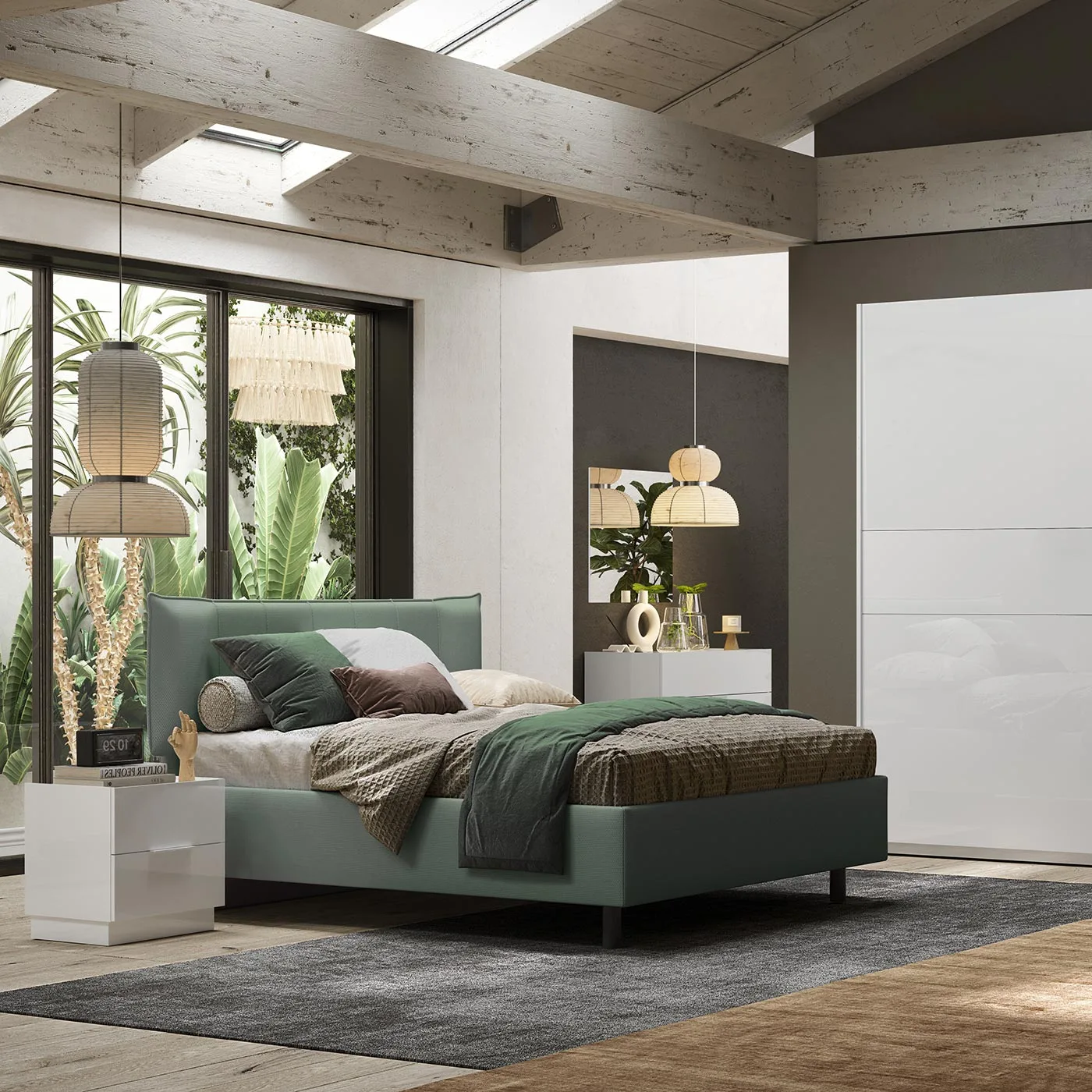 camera moderna bianco lucido