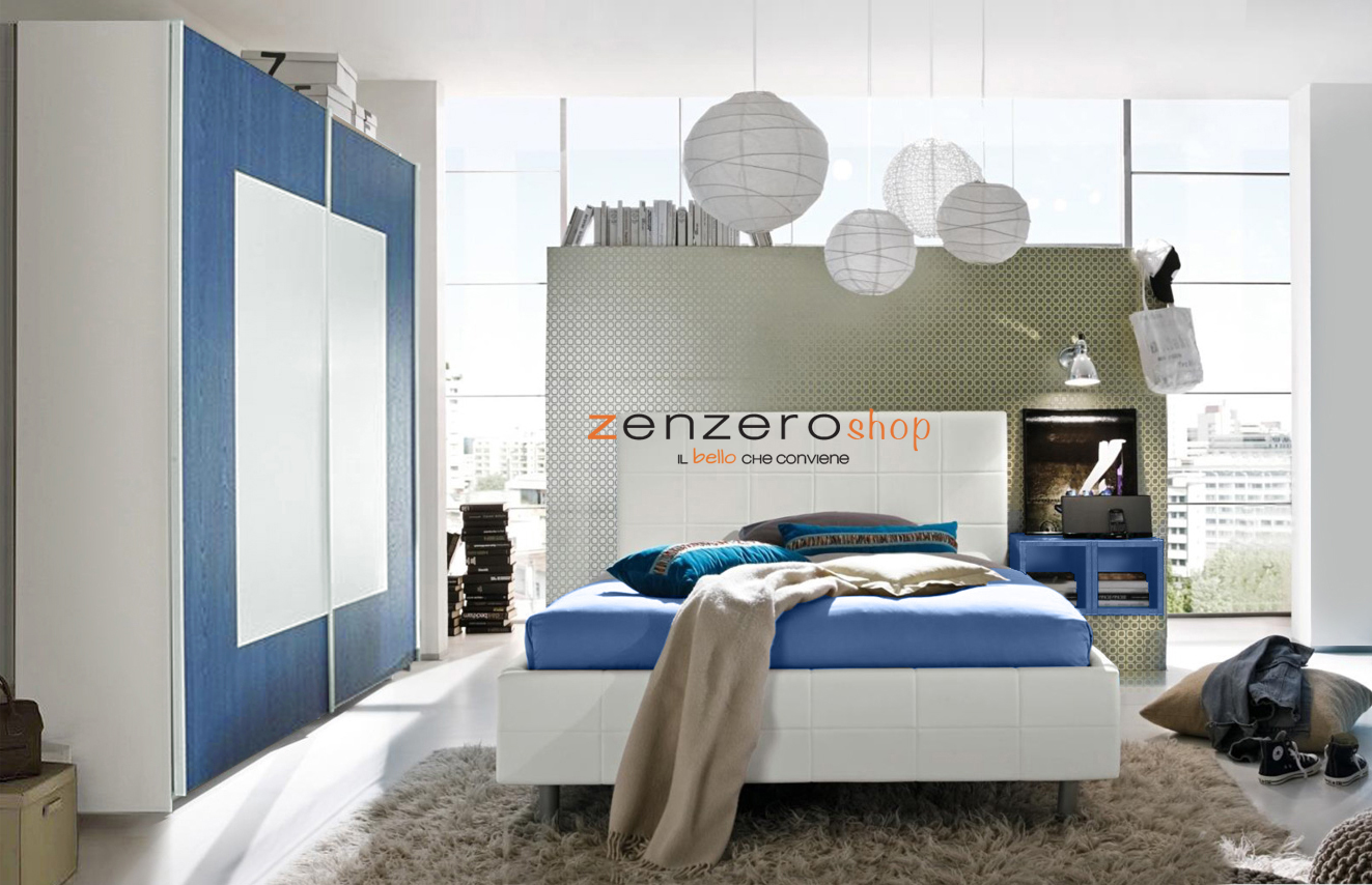 Camera ragazzi completa blu e bianca