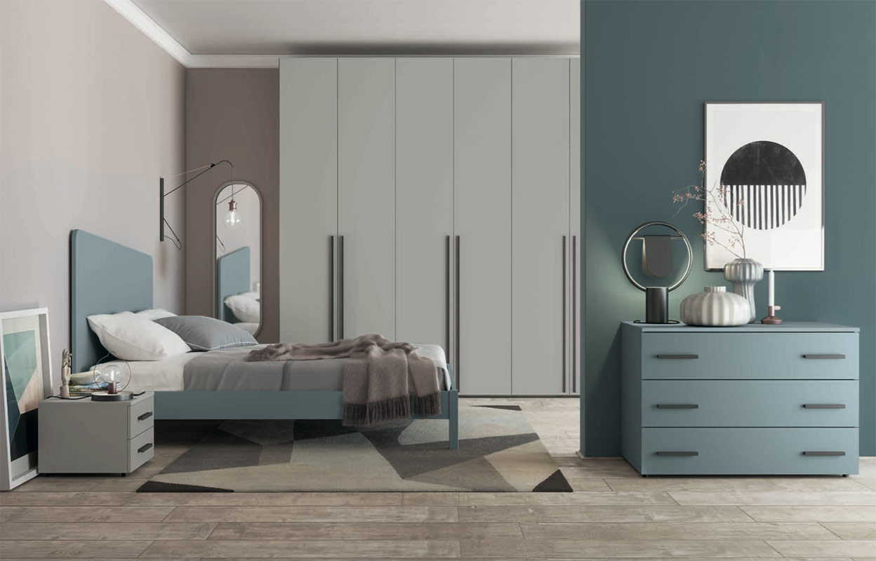 Letto matrimoniale finitura Rovere gesso