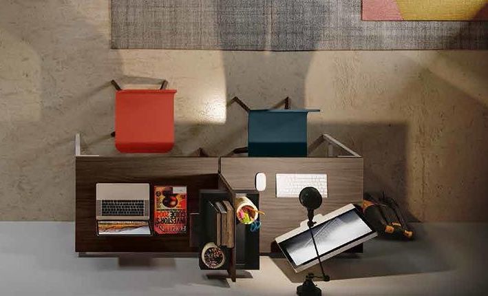 Scrivania con doppia postazione in Noce moro