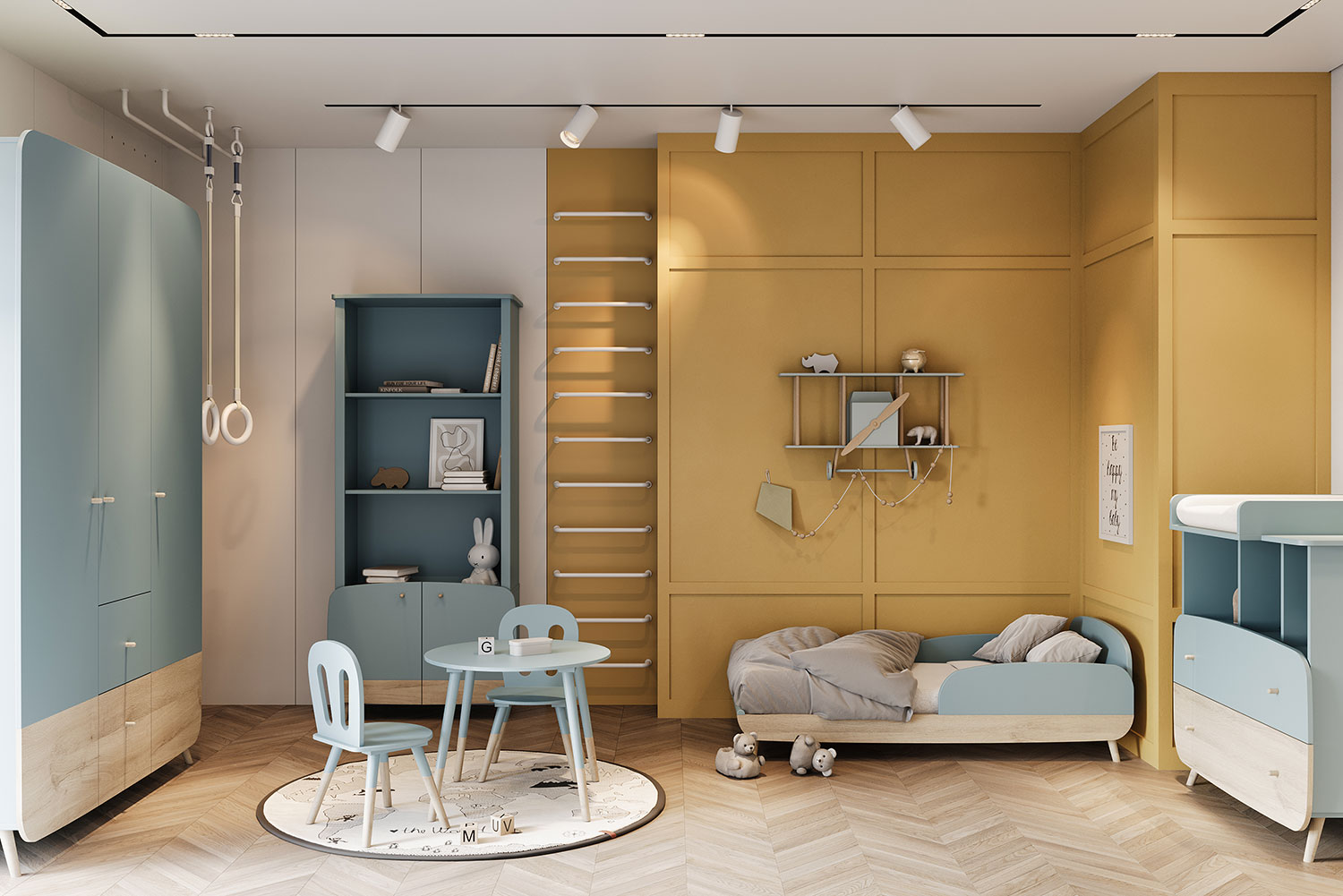 cameretta letto con sponde