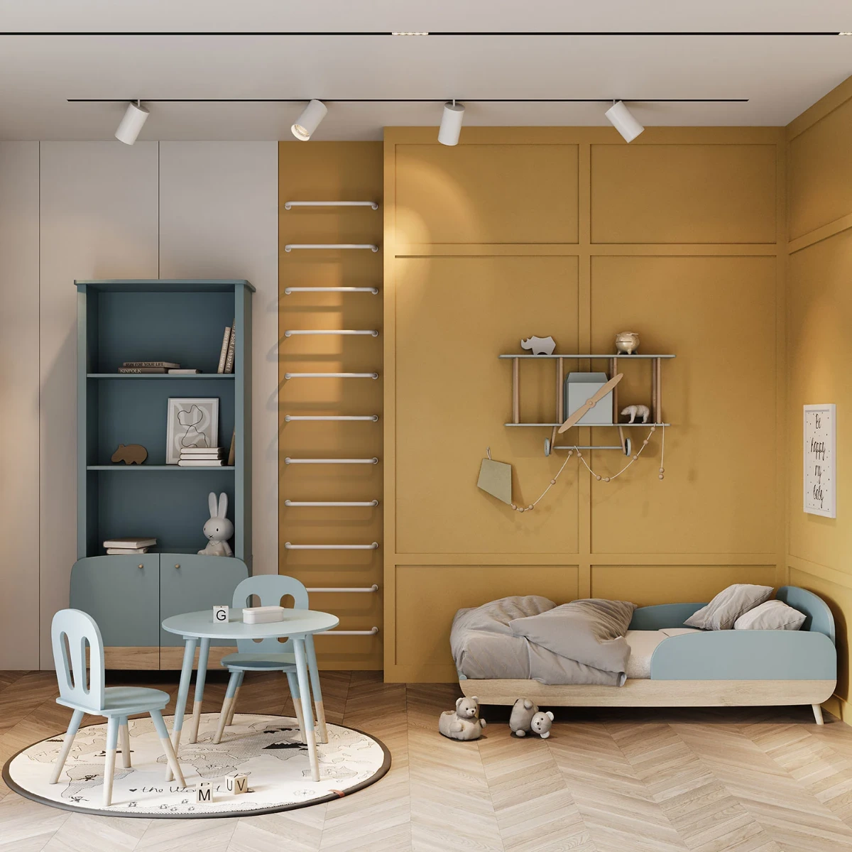 cameretta letto con sponde