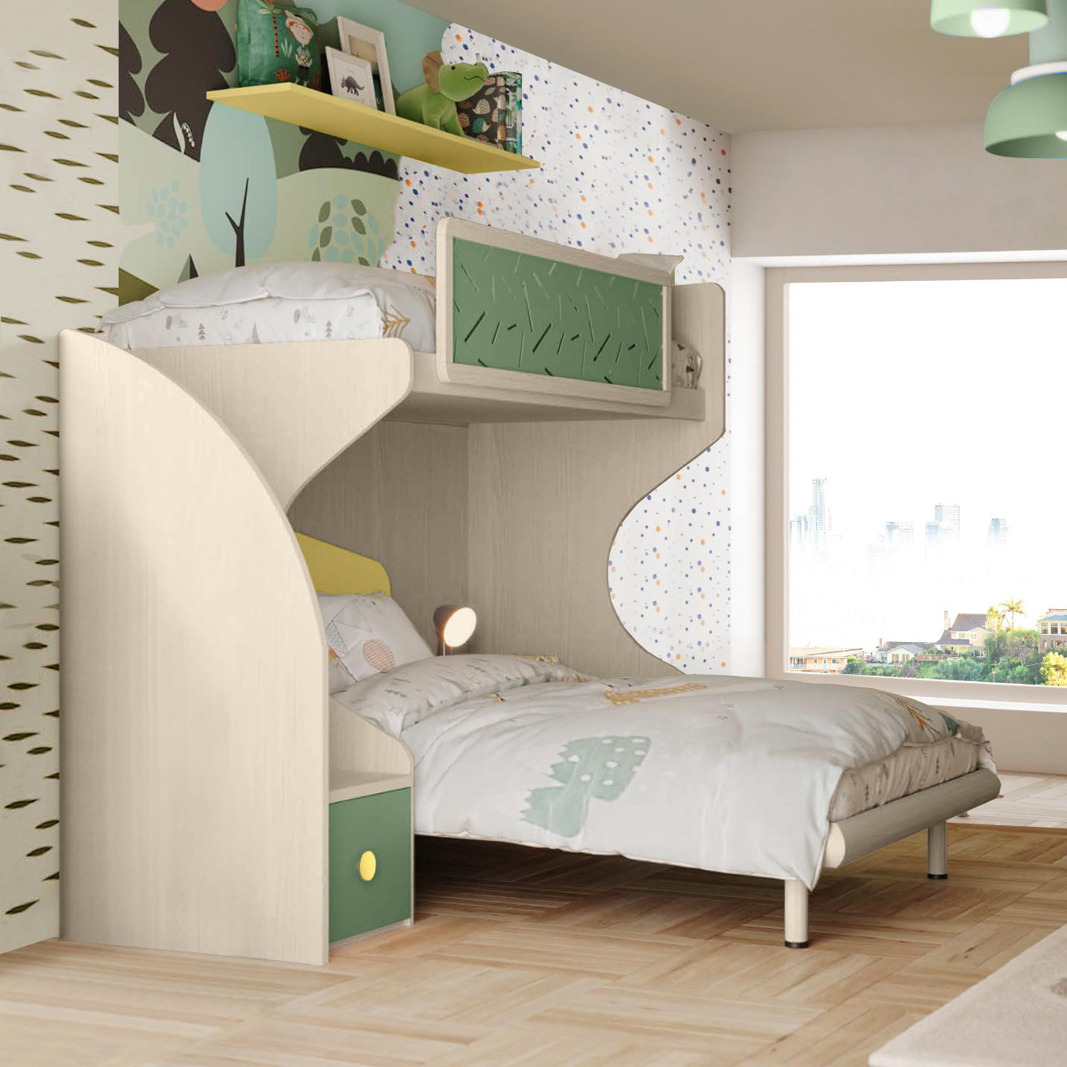 letto castello economico verde