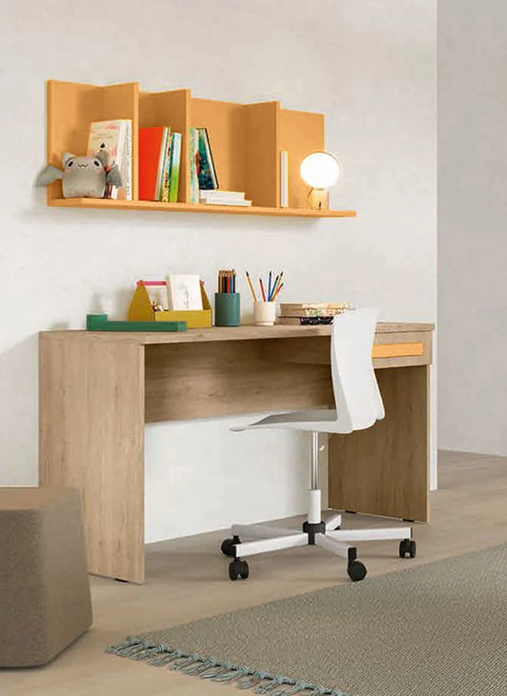 Cameretta per ragazzi Cemento artico, Royal oak e Miele