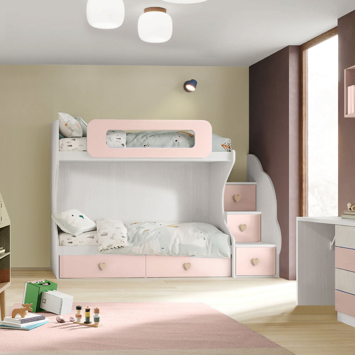 letto a castello rosa antico