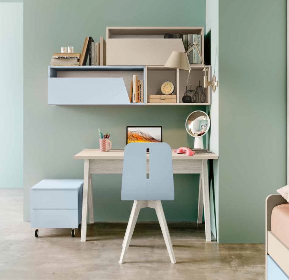 Soppalco per camerette, 5 ante finitura Bianco altea, Orzo e Carta da zucchero