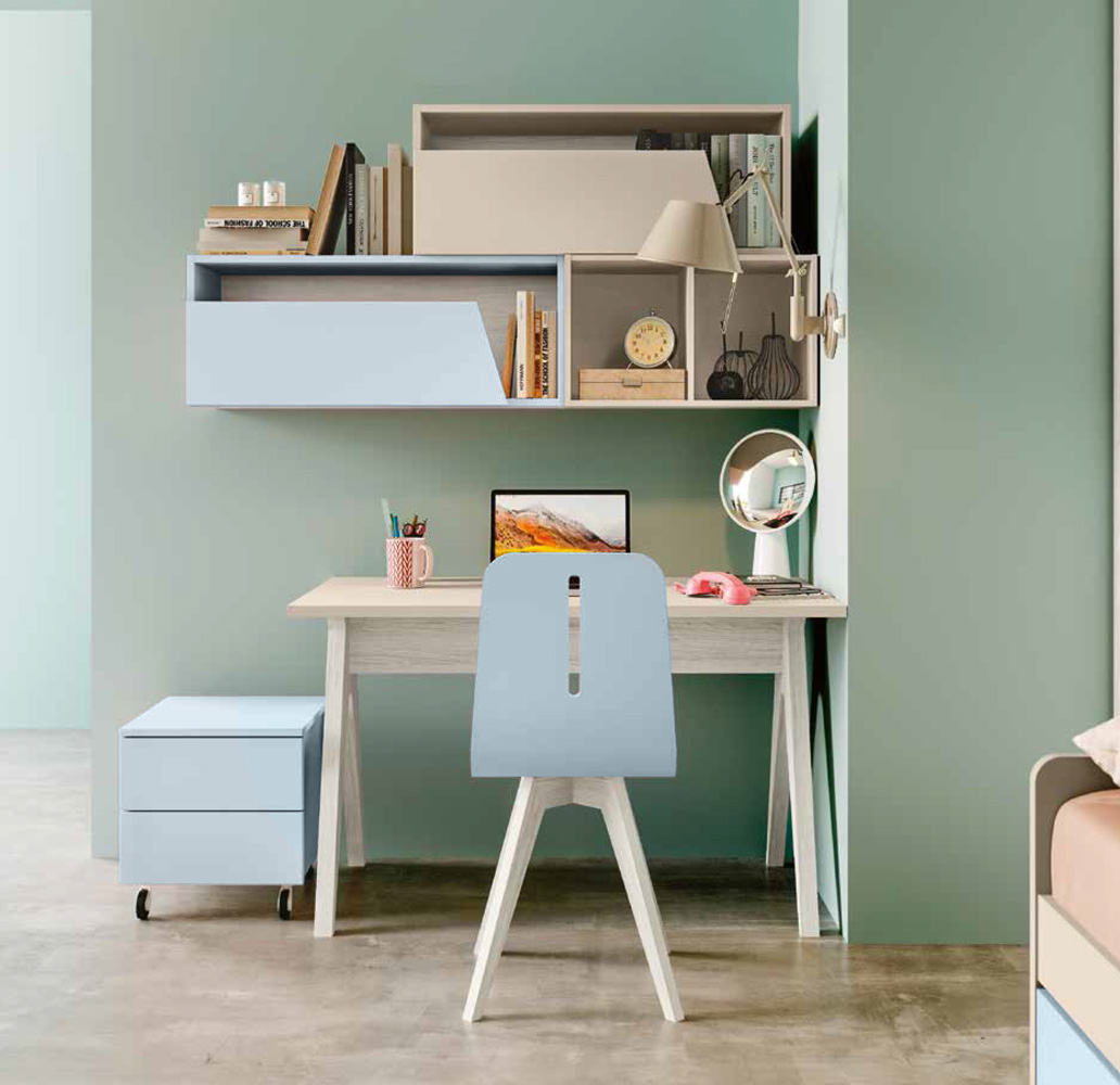 Scrivania per bambini, finitura Orzo e Larice bianco