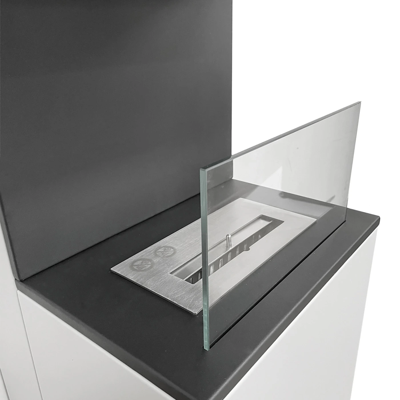 Camino a bioetanolo biocamino da terra, Bianco, 40x40x100 h cm Zenzero Shop