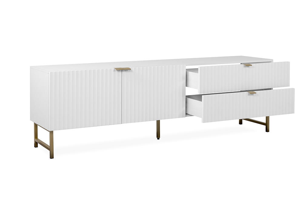 Porta TV bianco opaco stile nordico con gambe dorate Zenzero Shop