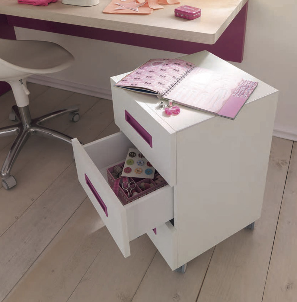 Scrivania camerette sospesa Moretti Compact, Larice e Ciclamino laccato