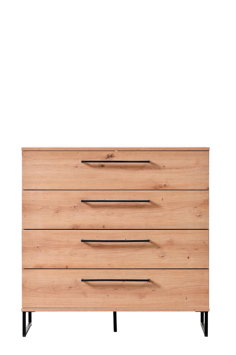 Cassettiera industry con 4 cassetti, finitura Rovere