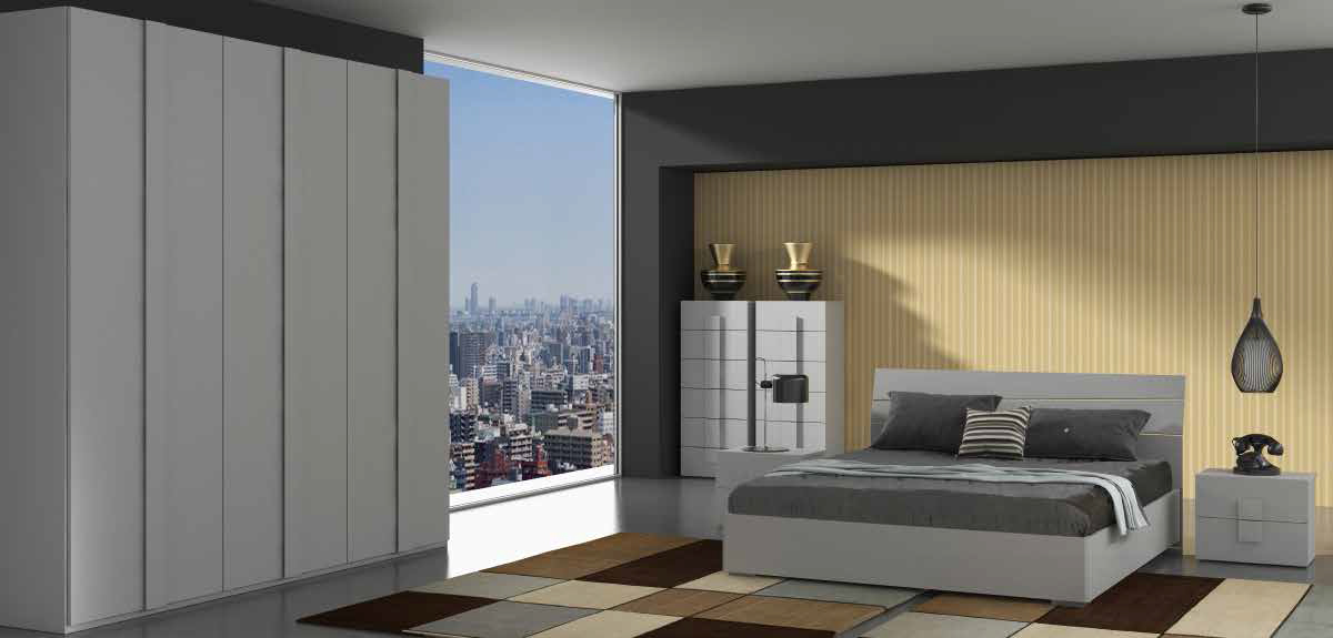 Camera matrimoniale completa Cardellino in finitura Larice bianco