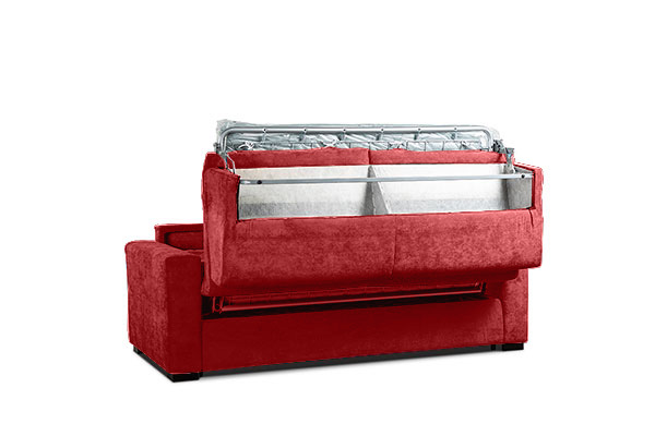 Divano letto modello Denali, sfoderabile a 3 posti finitura rossa