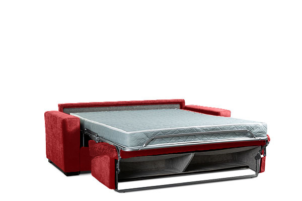Divano letto modello Denali, sfoderabile a 3 posti finitura rossa
