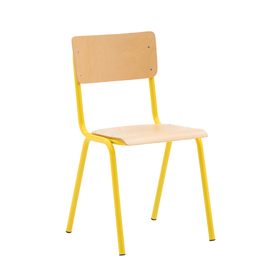 Sedia con fusto giallo con seduta e schienale tinta naturale