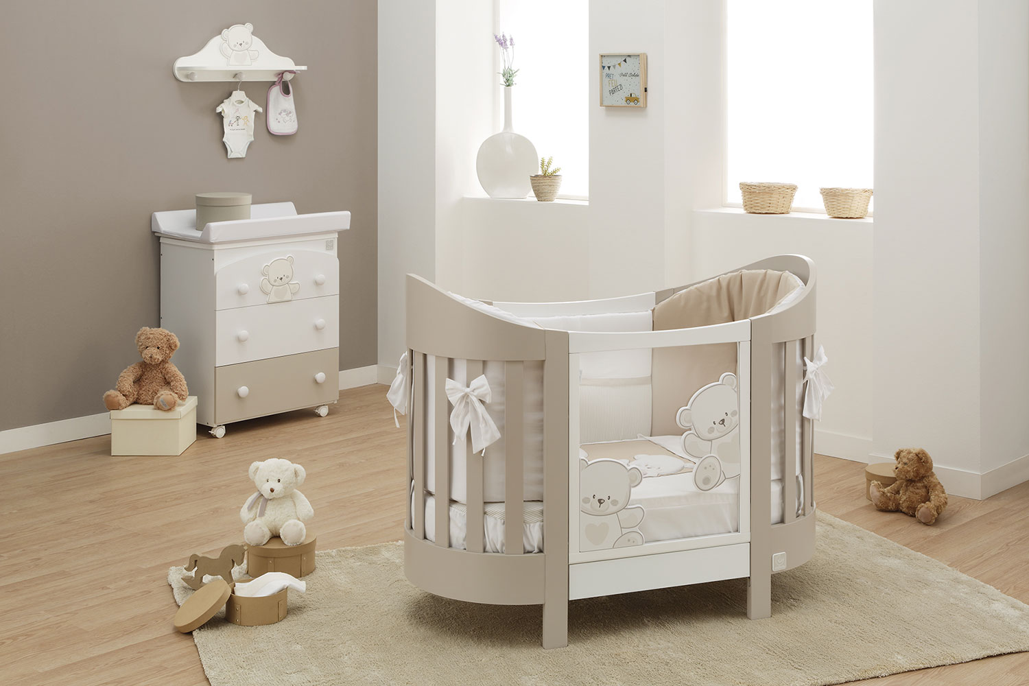 Bagnetto neonati Mr.Bear, Bianco e Choco con decori orsetto