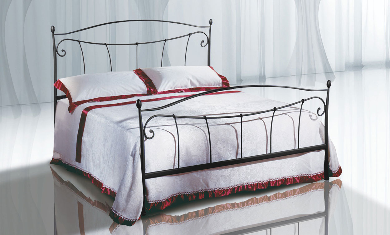 Letti in ferro battuto economici, letto Minerva in finitura Nero satinato