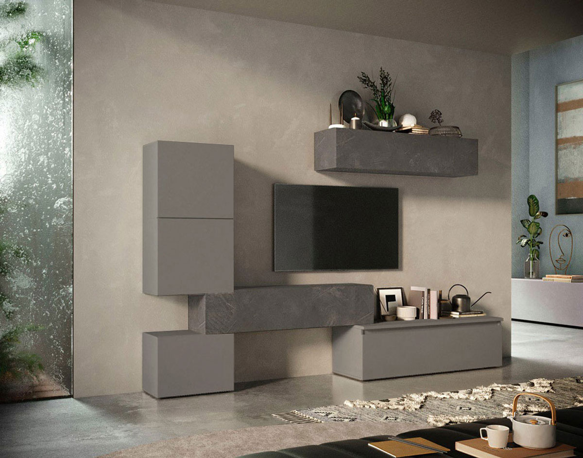 Parete attrezzata Ardesia e Piombo