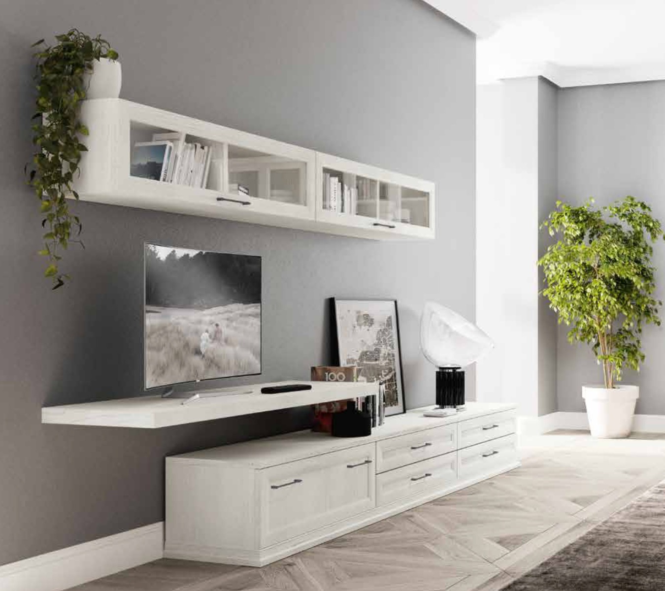 Elegante, funzionale e spaziosa Parete attrezzata, colore bianco