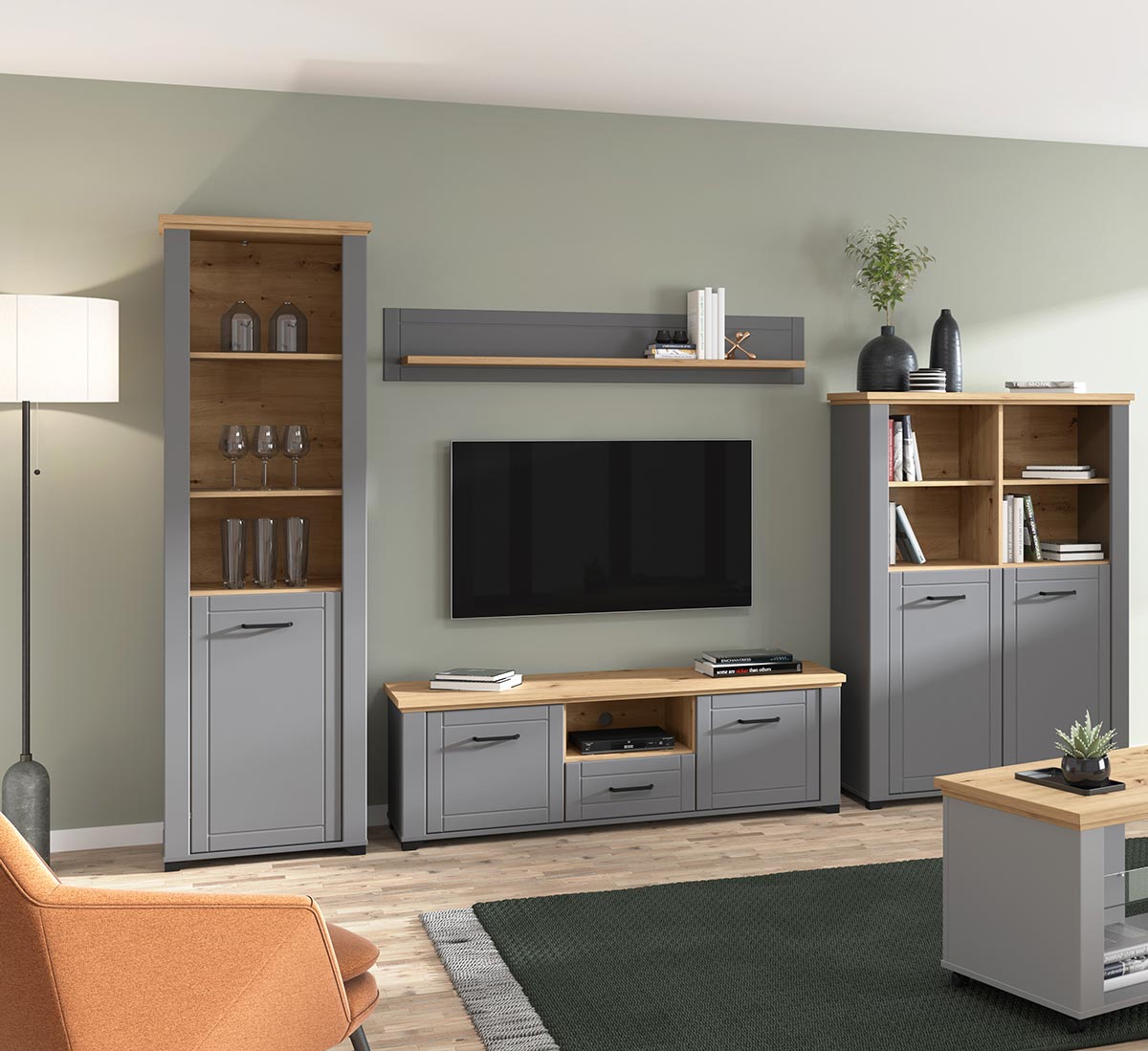 Mensola di design finitura Rovere e Grigio